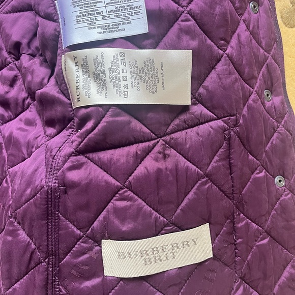 Authentic Burberry Purple Quilted Jacket, excellent condition, water proof - Picture 3 of 5